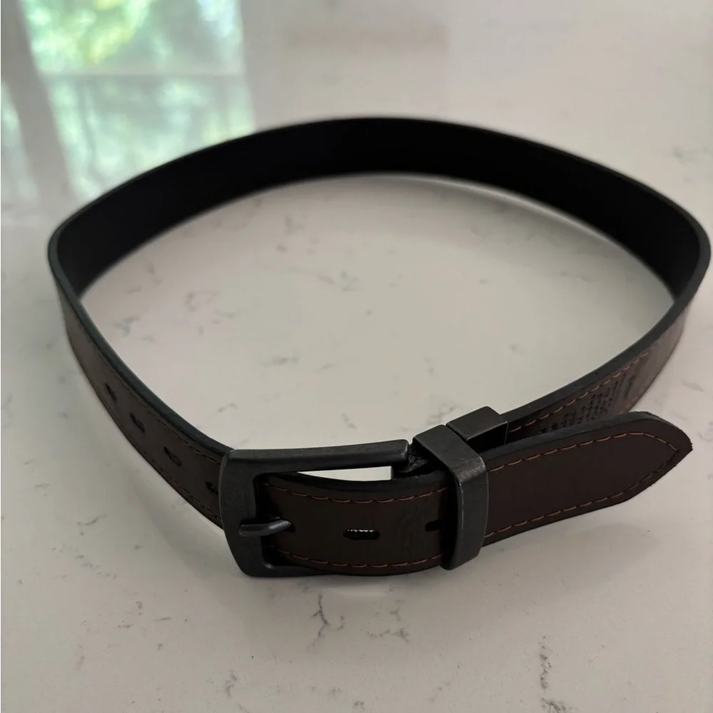 Levi's Brown Leather Belt with Silver Buckle